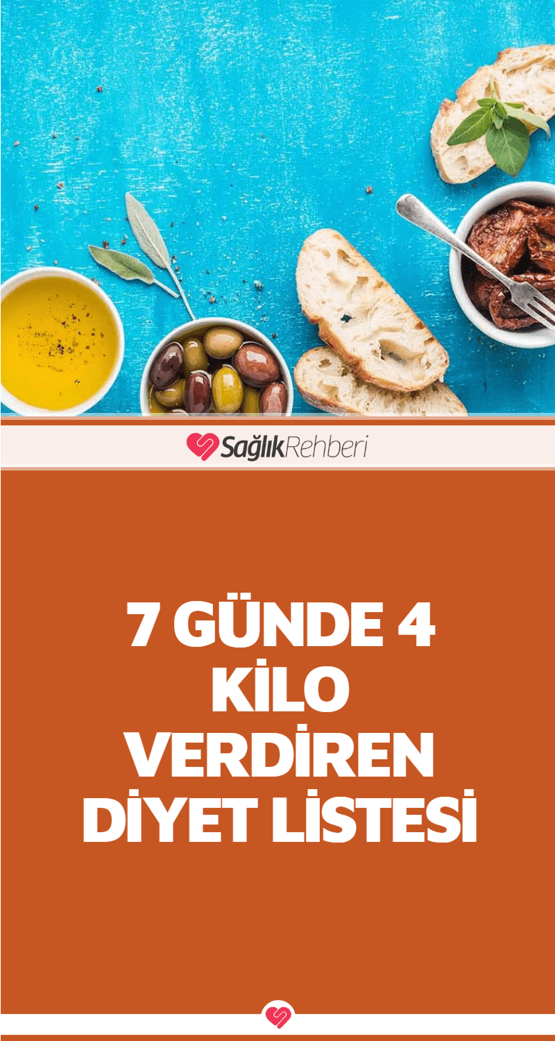 7 Günde 4 Kilo Verdiren Diyet Listesi